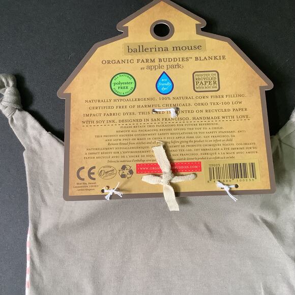 Ballerina Mouse Blankie Organic Farm Buddies by Apple Park - NWT - Picture 4 of 6